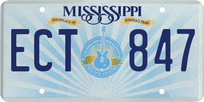 MS license plate ECT847