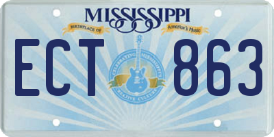 MS license plate ECT863