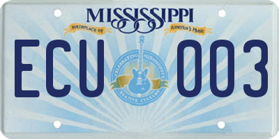 MS license plate ECU003