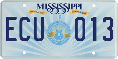 MS license plate ECU013