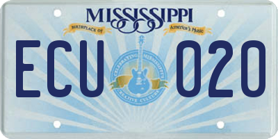 MS license plate ECU020