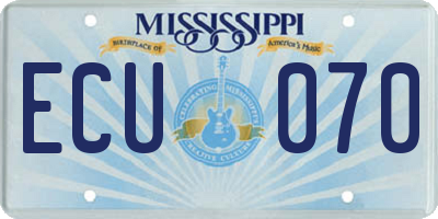 MS license plate ECU070