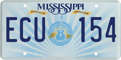 MS license plate ECU154