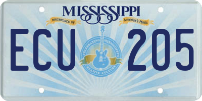 MS license plate ECU205