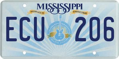 MS license plate ECU206
