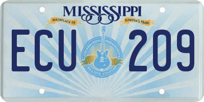 MS license plate ECU209