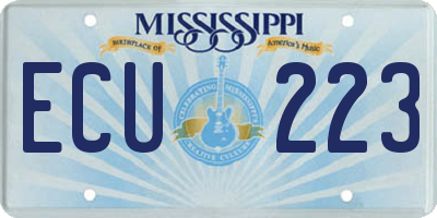 MS license plate ECU223