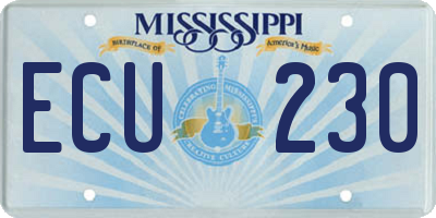 MS license plate ECU230