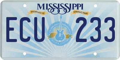MS license plate ECU233