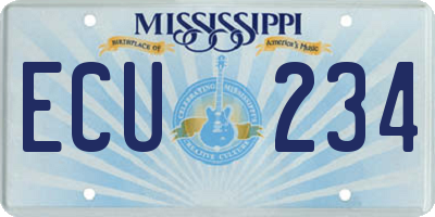 MS license plate ECU234