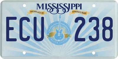 MS license plate ECU238