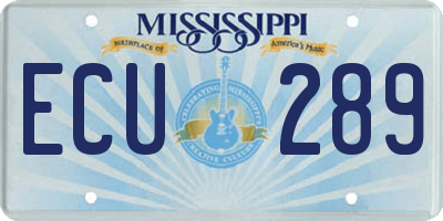 MS license plate ECU289