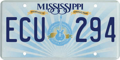 MS license plate ECU294