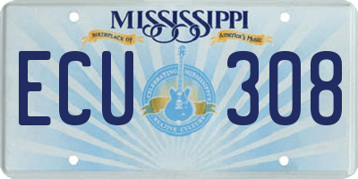 MS license plate ECU308