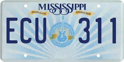 MS license plate ECU311