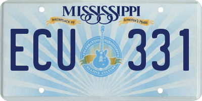 MS license plate ECU331
