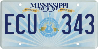 MS license plate ECU343