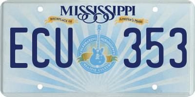 MS license plate ECU353