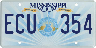 MS license plate ECU354