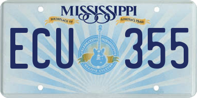 MS license plate ECU355
