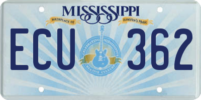 MS license plate ECU362