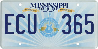 MS license plate ECU365