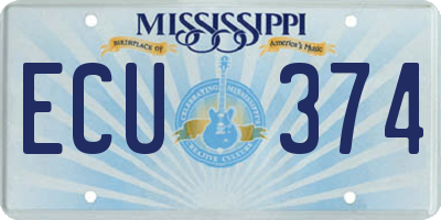 MS license plate ECU374