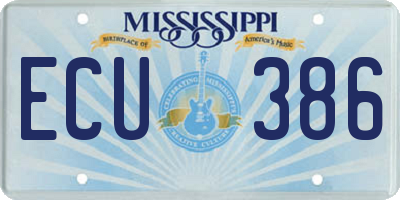 MS license plate ECU386