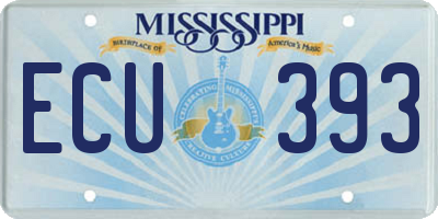 MS license plate ECU393