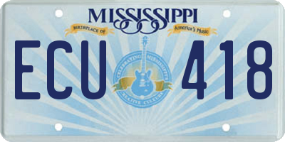MS license plate ECU418