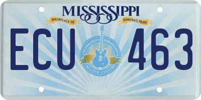 MS license plate ECU463