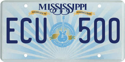 MS license plate ECU500