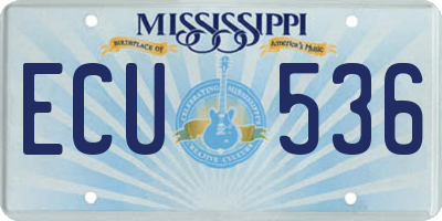 MS license plate ECU536