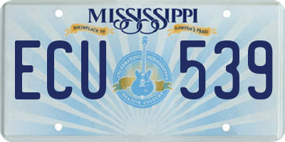 MS license plate ECU539