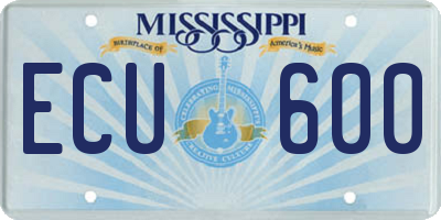 MS license plate ECU600