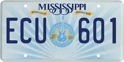 MS license plate ECU601