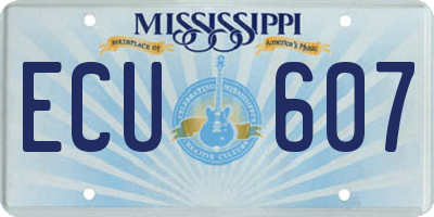 MS license plate ECU607