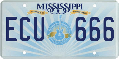 MS license plate ECU666