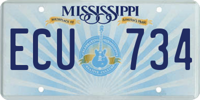 MS license plate ECU734
