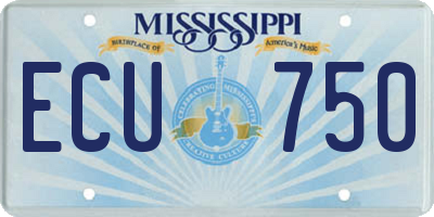 MS license plate ECU750