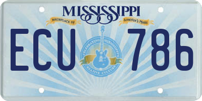 MS license plate ECU786