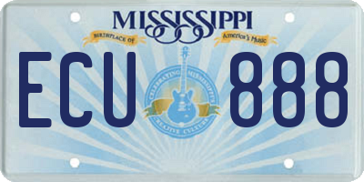 MS license plate ECU888