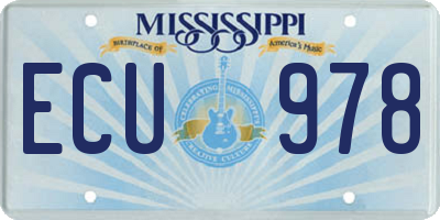 MS license plate ECU978