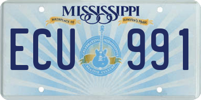 MS license plate ECU991