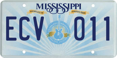 MS license plate ECV011