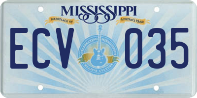 MS license plate ECV035