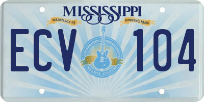 MS license plate ECV104