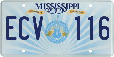 MS license plate ECV116