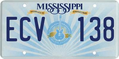 MS license plate ECV138