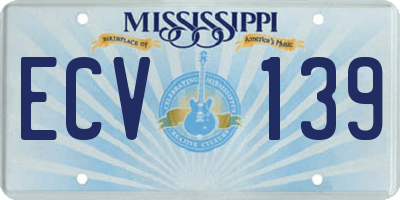 MS license plate ECV139